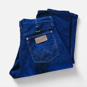 Vintage Wrangler Straight Leg Jeans Dark Blue Wash Madecin USA Size 13x34 Tall